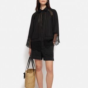 JIGSAW Scallop Trim button front tunic top Shirt